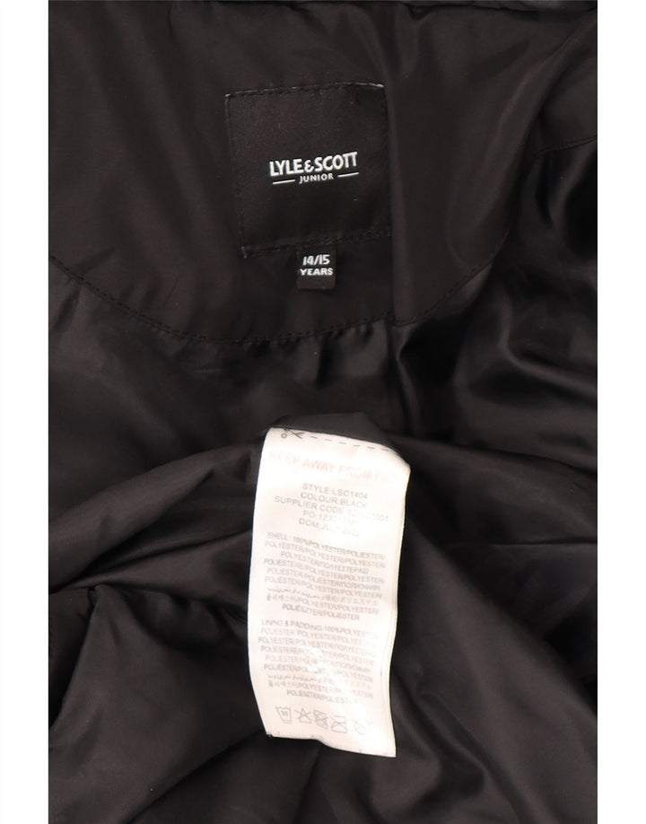 Chłopięca wyściełana kurtka z kapturem i kapturem Lyle & Scott 14-15 lat, czarna, poliester