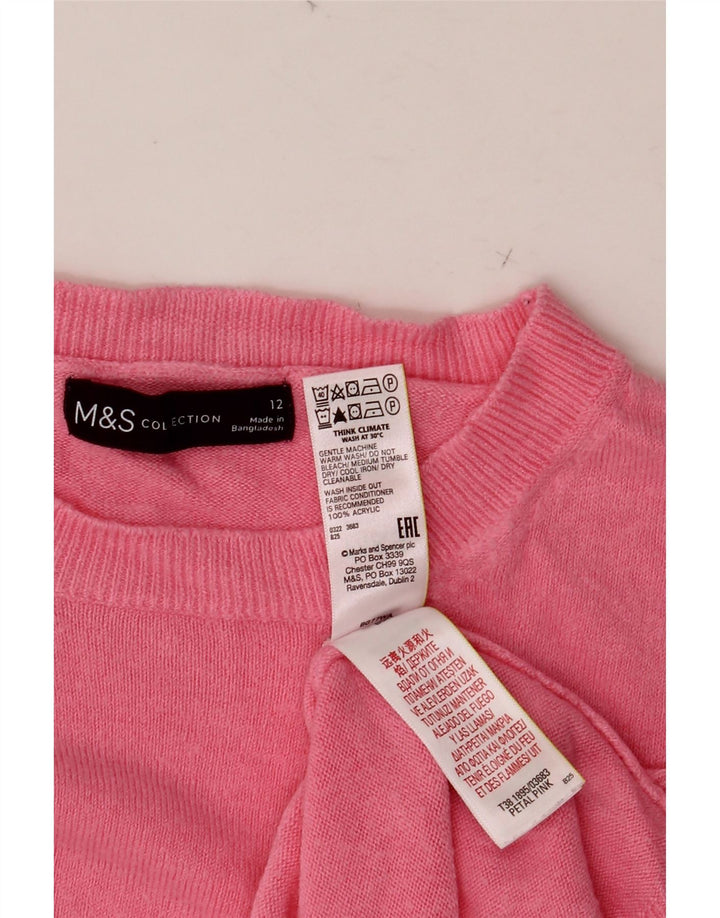 MARKS & SPENCER Damski sweter z okrągłym dekoltem UK 12 Średni różowy akryl