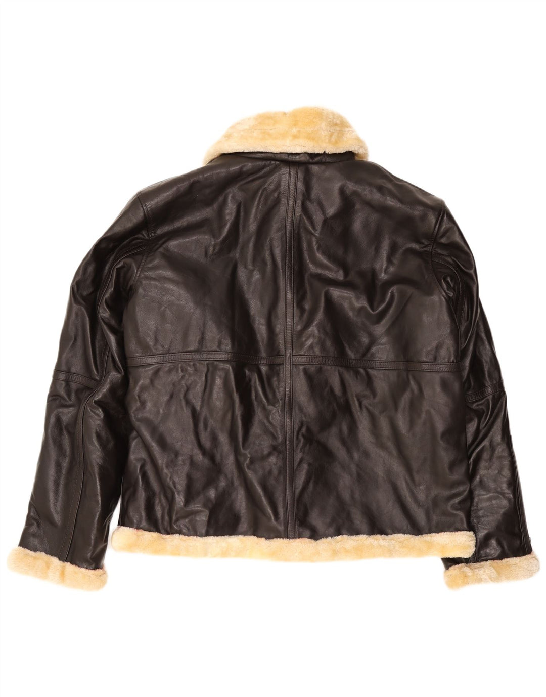Męska kurtka shearling VINTAGE UK 50 5XL brązowa skóra
