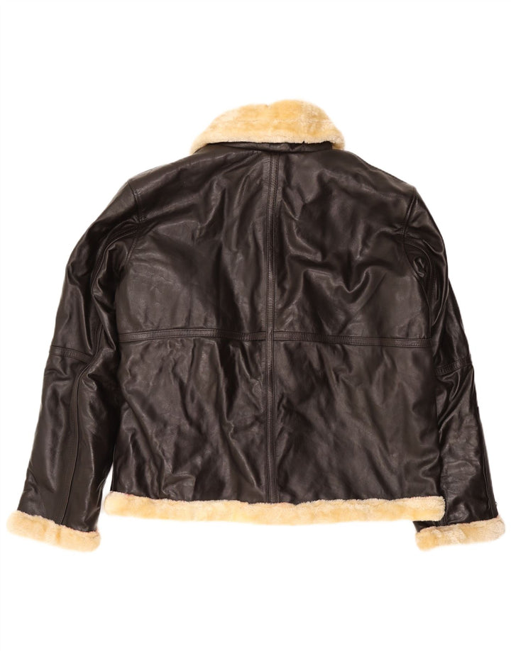 Męska kurtka shearling VINTAGE UK 50 5XL brązowa skóra