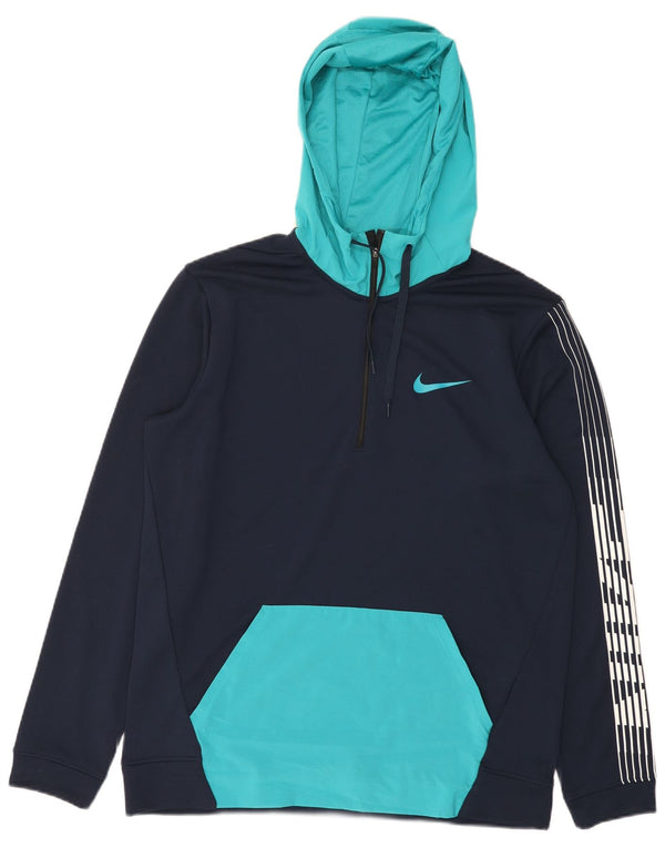 Męska bluza z kapturem Nike Dri Fit Graphic, średni granatowy kolor, blok
