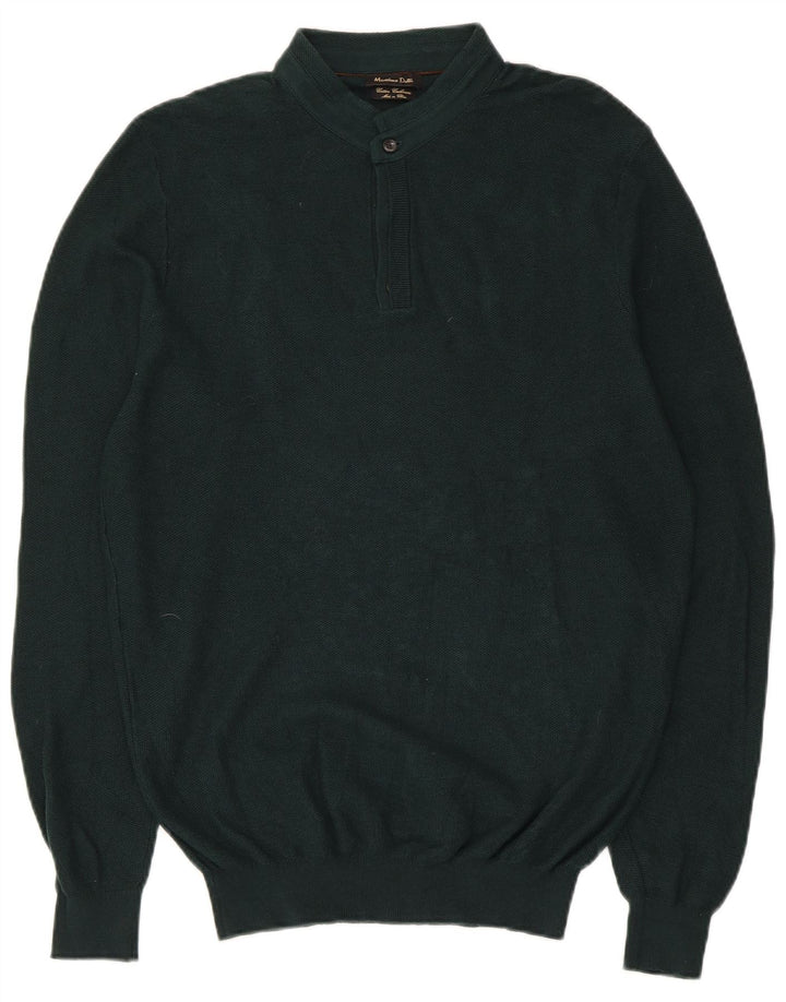 Męski sweter zapinany na guziki Massimo Dutti, średnio zielony