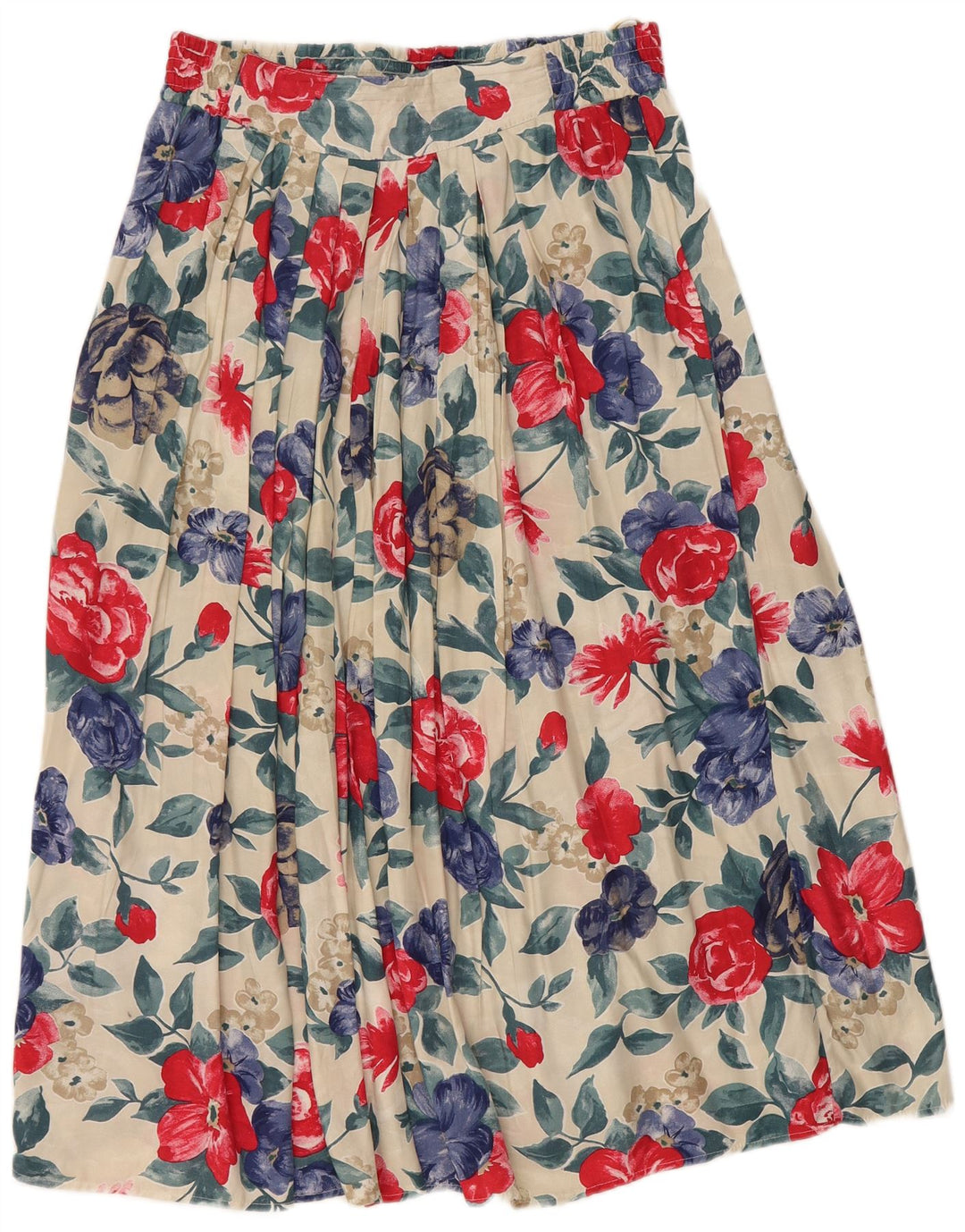 VINTAGE Womens Pleated Skirt IT 42 Medium W30 Multicoloured Floral Viscose