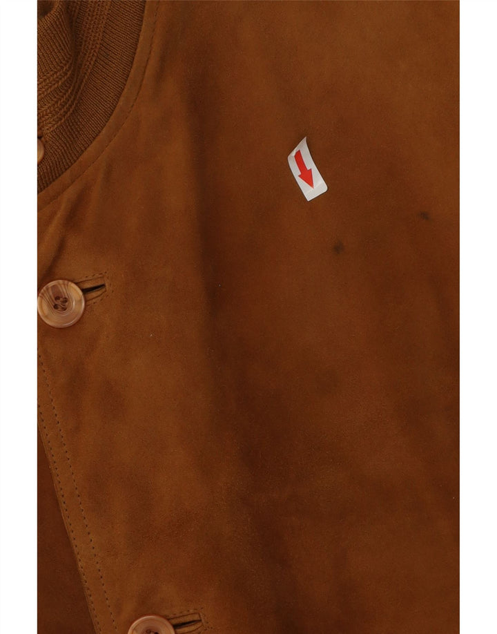 Vintage męska zamszowa kurtka bomber IT 54 2XL brązowa skóra