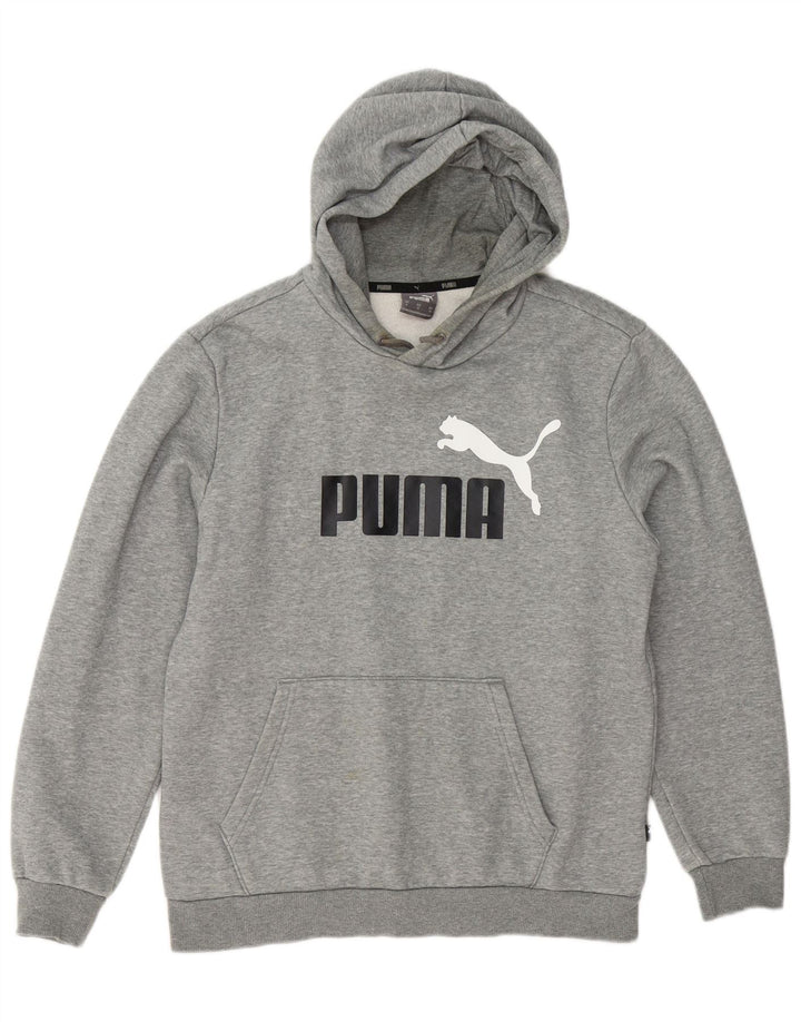 Męski sweter z kapturem Puma z grafiką, średnioszary, bawełniany w cętki