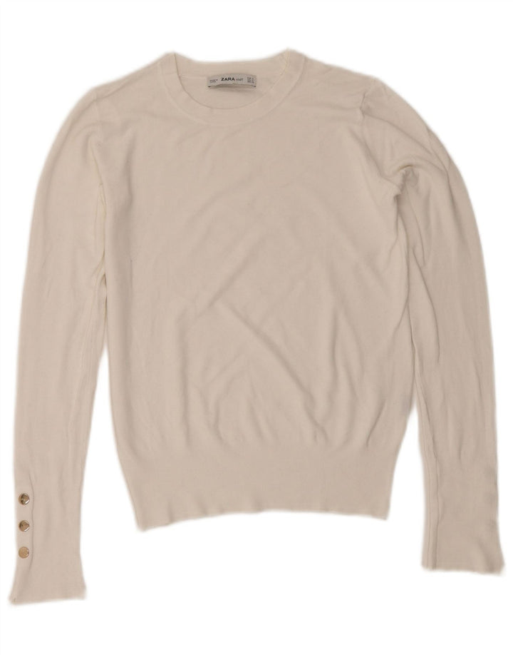 Sweter damski Zara z okrągłym dekoltem, UK 10, mały, biały