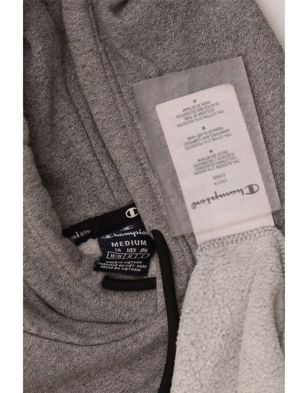 Męski sweter z kapturem Champion z grafiką, średnioszary, bawełniany w cętki