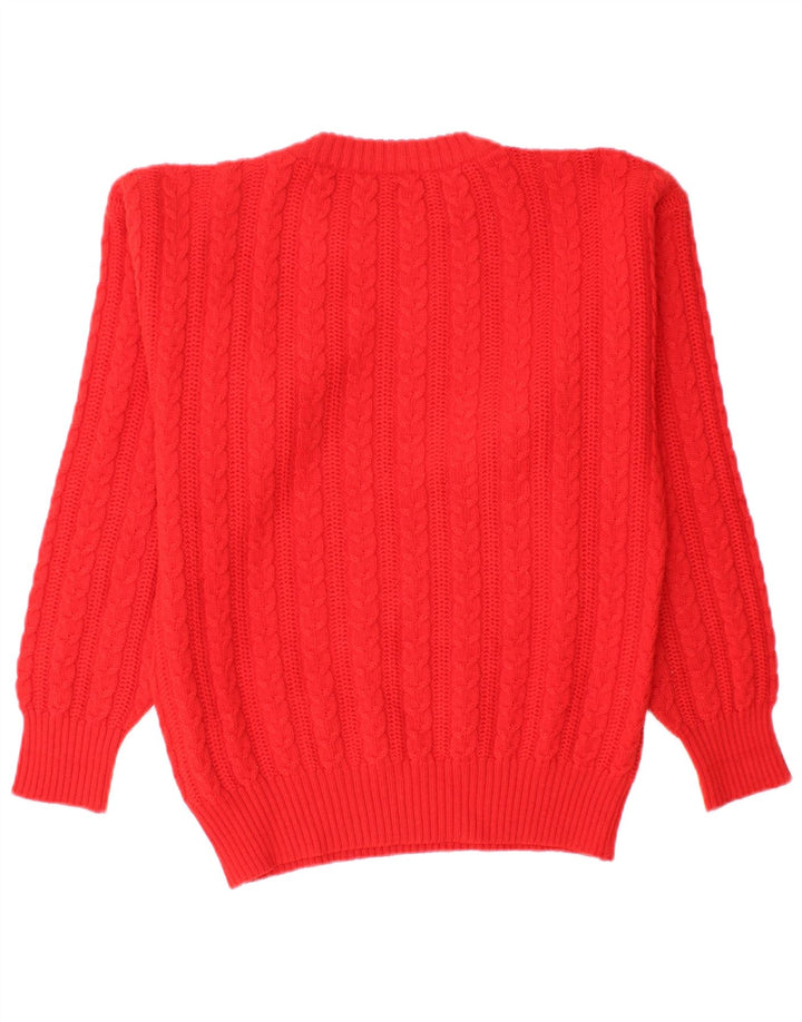 Vintage męski sweter z wycięciem pod szyją, mały czerwony