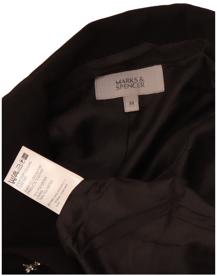 MARKS & SPENCER Damska marynarka zapinana na 2 guziki, UK 14, średni czarny poliester