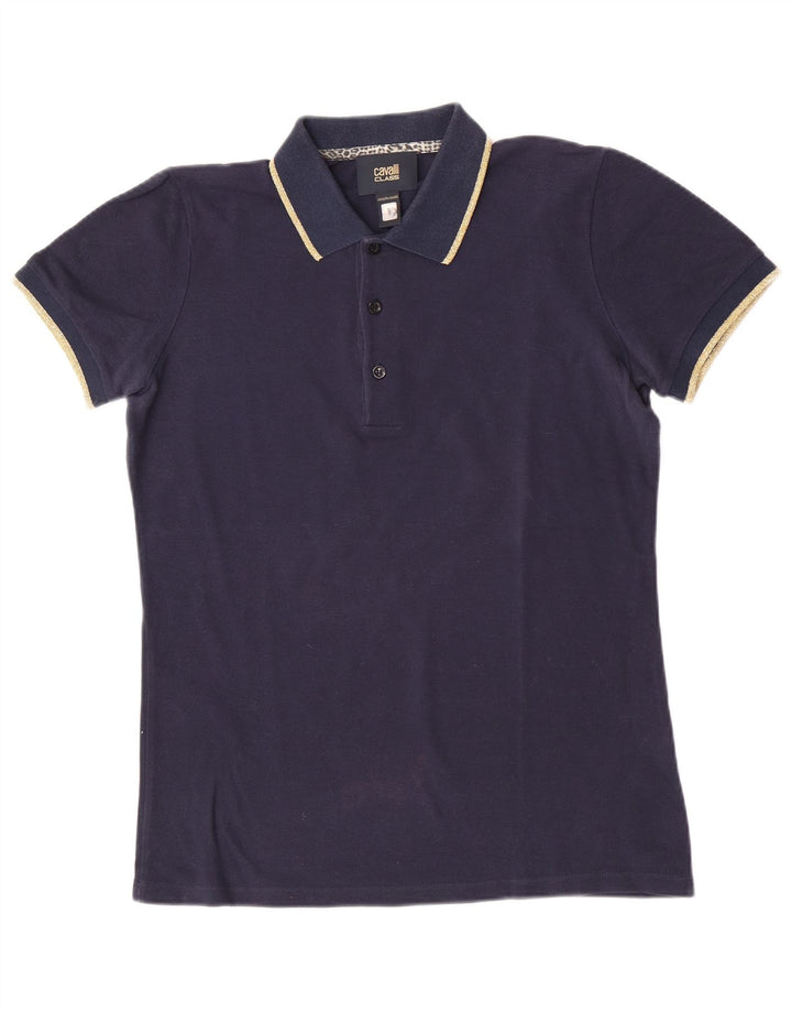 Męska koszulka polo Roberto Cavalli, mała, granatowa, bawełniana