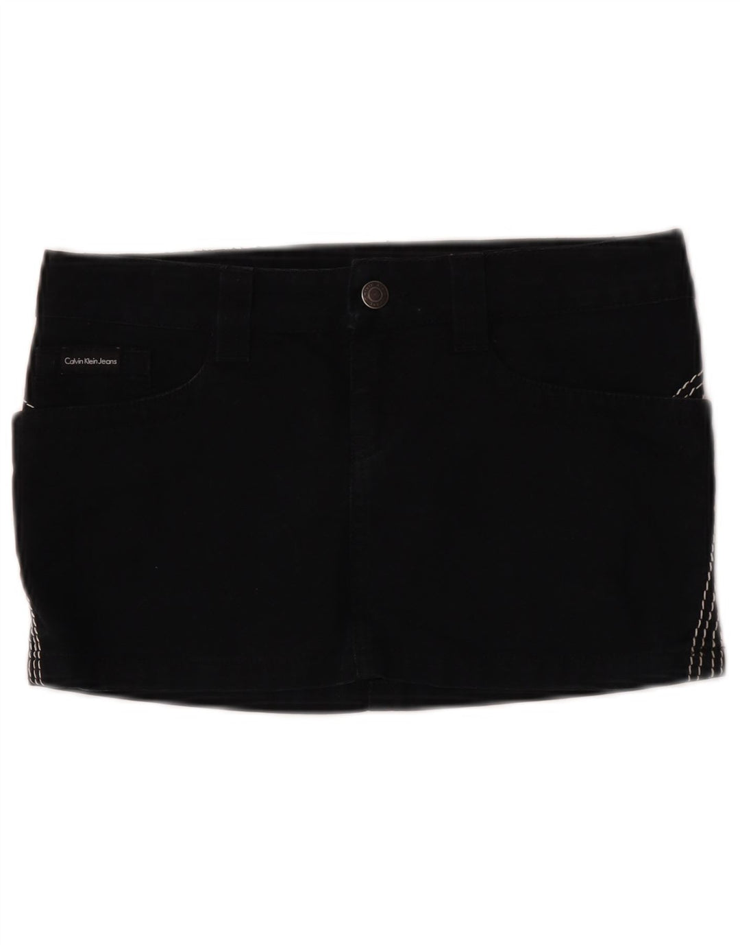 Calvin Klein Damska mini spódniczka dżinsowa W26 Mała czarna bawełniana