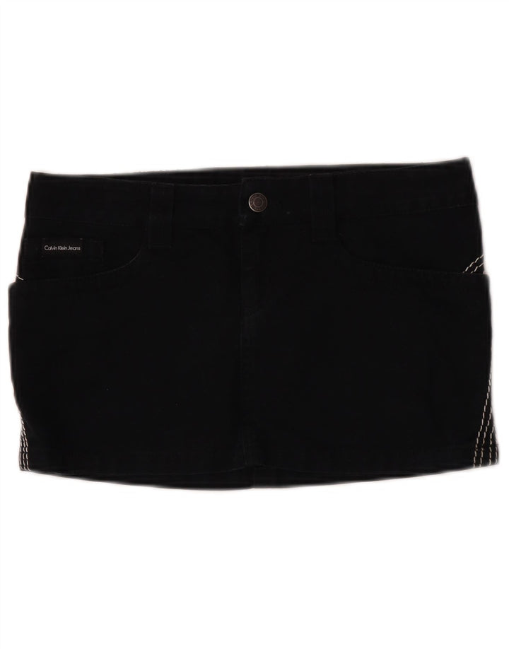 Calvin Klein Damska mini spódniczka dżinsowa W26 Mała czarna bawełniana