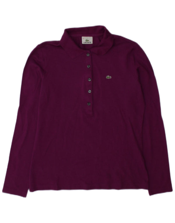 Lacoste Womens Long Sleeve Polo Shirt Size 42 Large Purple Cotton