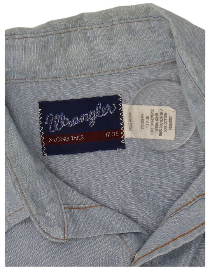 Koszula męska Wrangler w stylu western, rozmiar 17 XL, niebieska, poliestrowa
