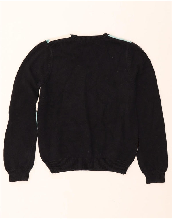 IZOD Damski sweter golfowy z dekoltem w kształcie litery V, UK 12, średni czarny Argyle/Diament