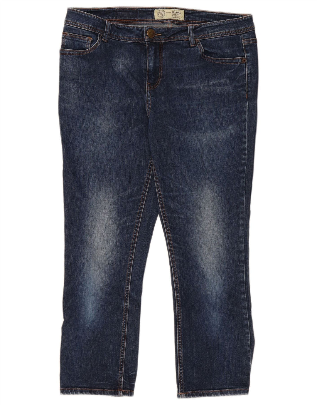 Damskie jeansy przycięte Fat Face UK 12 Medium W32 L23 Niebieskie bawełniane