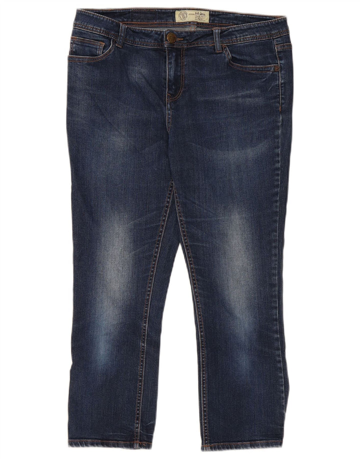 Damskie jeansy przycięte Fat Face UK 12 Medium W32 L23 Niebieskie bawełniane