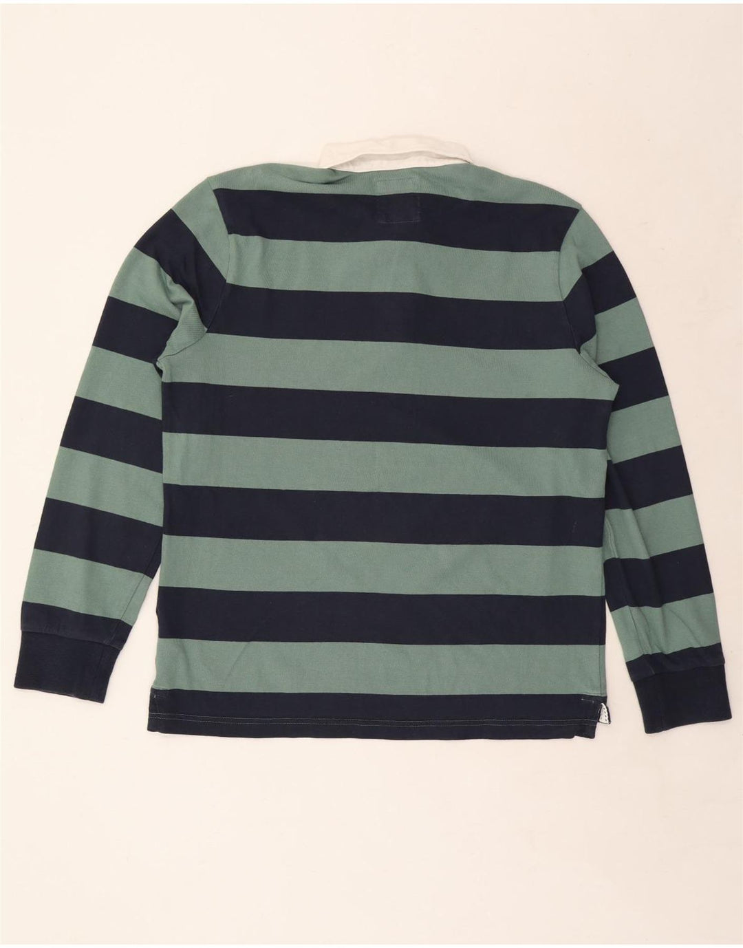 CREW CLOTHING Męska koszulka polo do rugby z długim rękawem, w duże granatowe paski