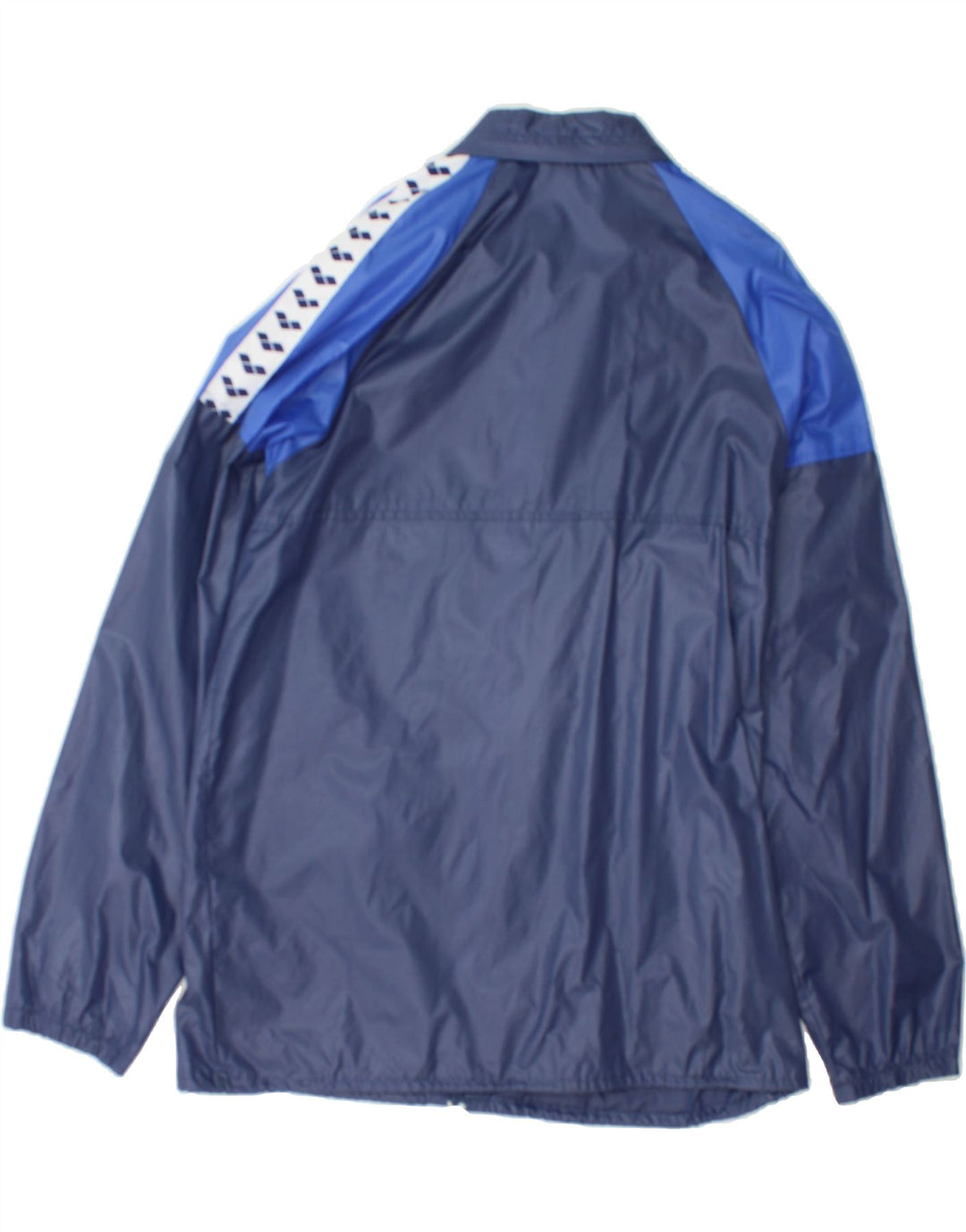 ARENA Mens Hooded Rain Jacket UK 40 Large Navy Blue Colourblock Polyamide Vintage Arena and Second-Hand Arena from Messina Hembry 
