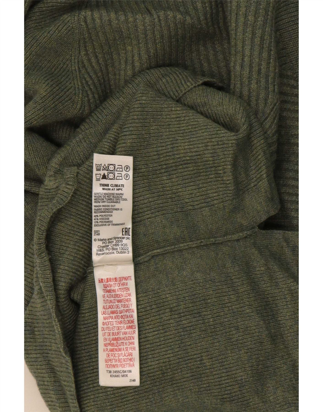 Marks & Spencer Damski sweter z golfem, UK 14, średni zielony