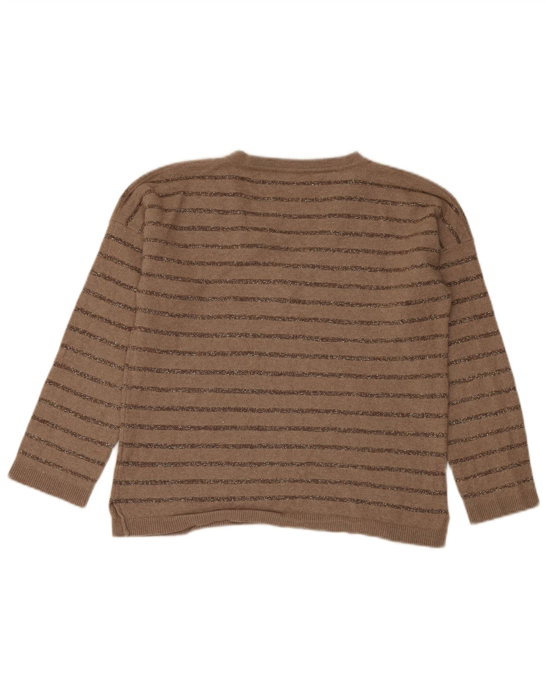 Sweter damski Massimo Dutti z dekoltem w kształcie litery V, UK 10, w małe brązowe paski