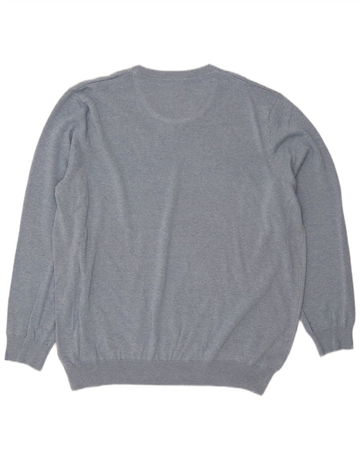 Lacoste Męski sweter z dekoltem w kształcie litery V, rozmiar 8 3XL, niebieska bawełna