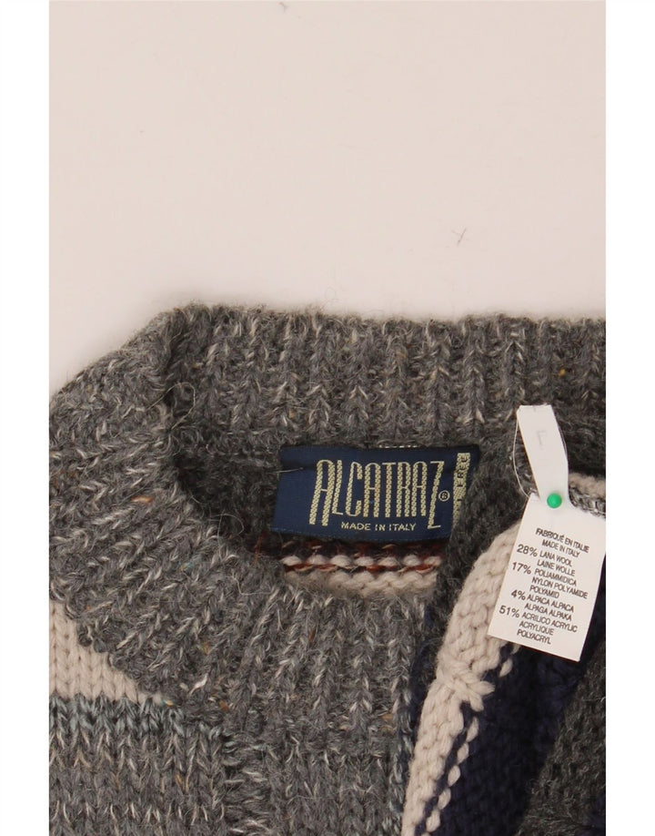 Męski sweter z okrągłym dekoltem ALCATRAZ, duży, wełniany w wielokolorowe paski