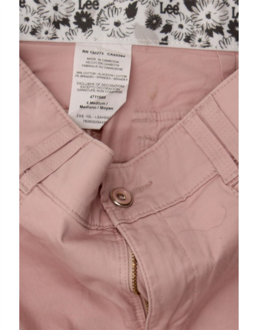 LEE Womens Casual Shorts US 4 Small W27  Pink Cotton Vintage Lee and Second-Hand Lee from Messina Hembry 