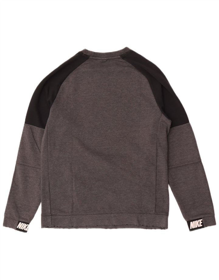 Męski sweter z grafiką Nike, mały, szary, z blokami kolorów