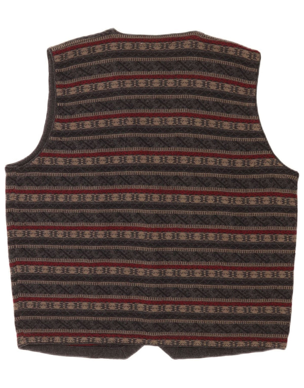 Vintage męska kamizelka z dzianiny, średnio szara, Fair Isle Virgin Wool