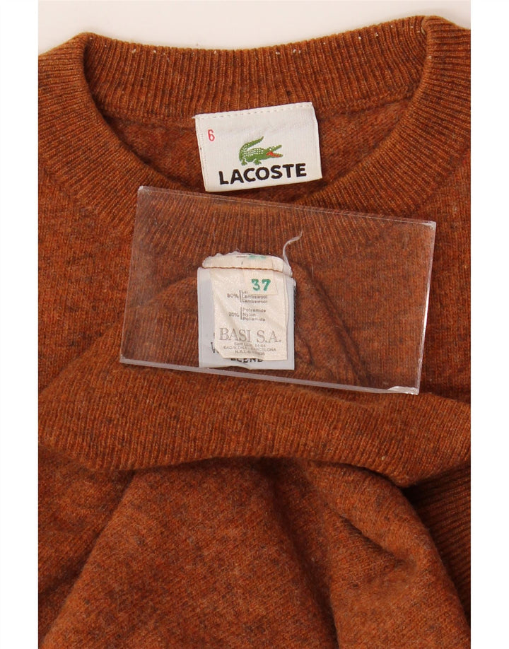 Męski sweter LACOSTE z okrągłym dekoltem, rozmiar 6 XL, brązowa wełna