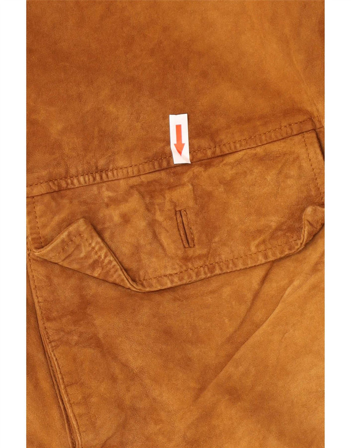 Vintage męska zamszowa kurtka bomber IT 50 duża beżowa skóra