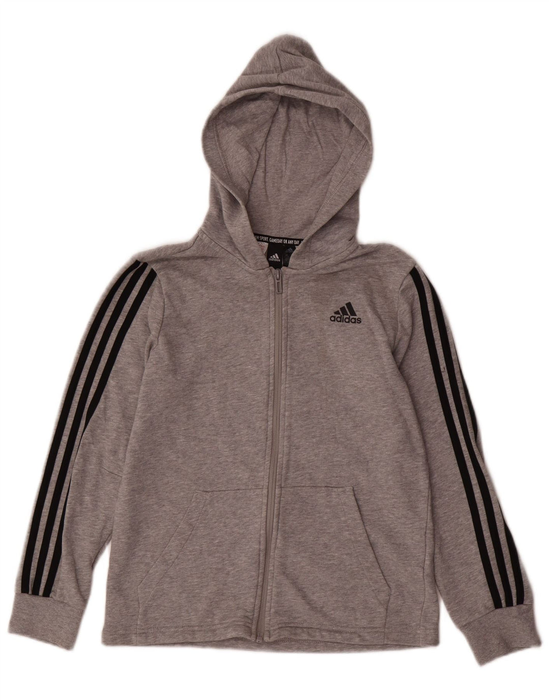 Chłopięcy sweter ADIDAS z kapturem i zamkiem, 11-12 lat, szary