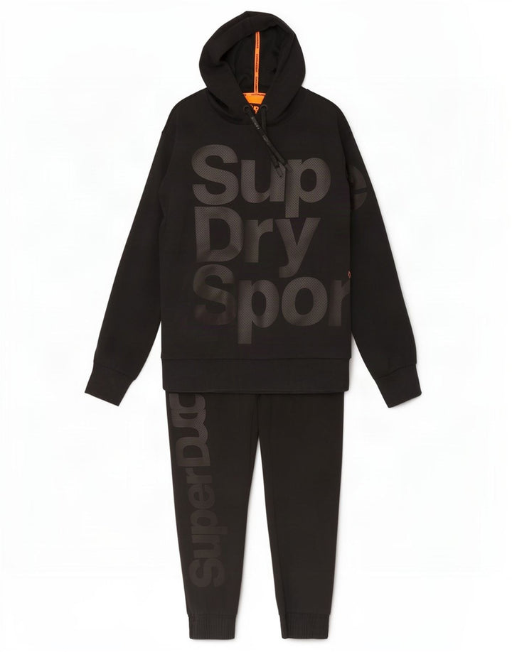 Męski pełny dres Superdry z grafiką, duży, czarny, bawełniany