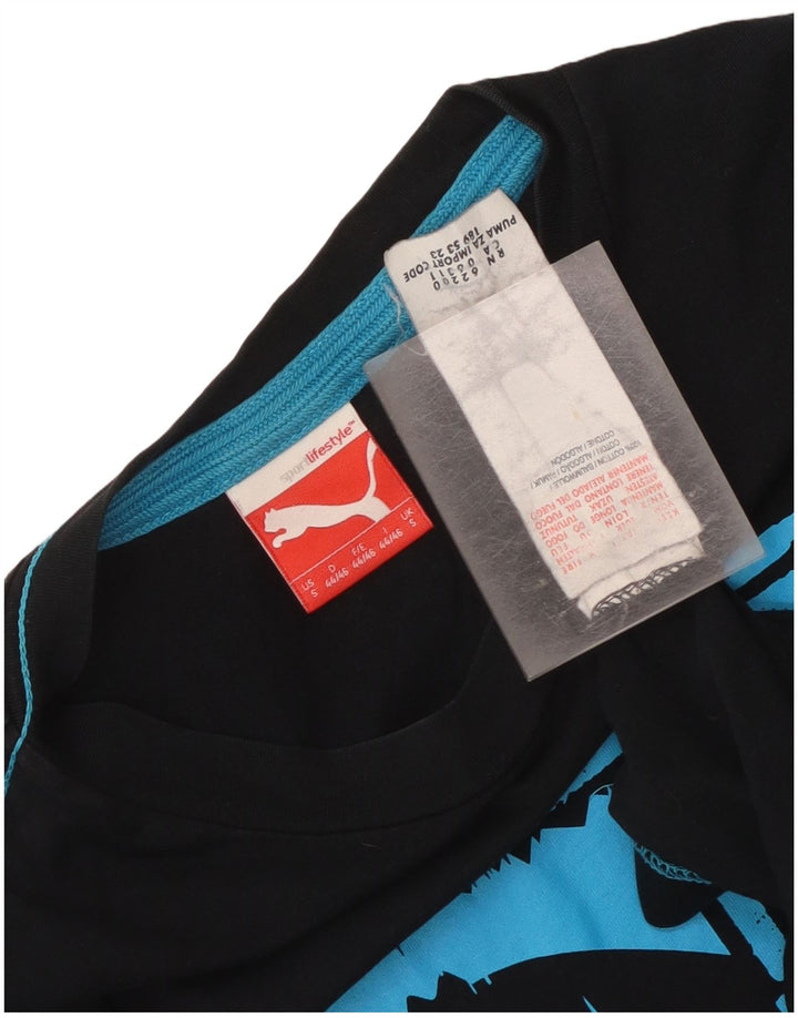 Męski T-shirt z grafiką Puma, mały, czarny, bawełniany