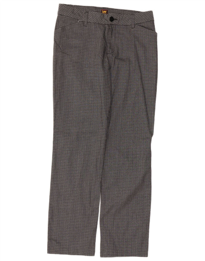 Damskie proste spodnie Lee US 8 Medium W34 L31 Szara kratka