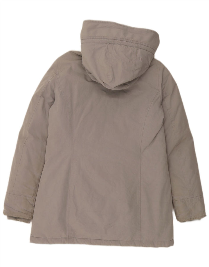 Damski ocieplany płaszcz z kapturem Woolrich UK 14, średnioszary, bawełniany