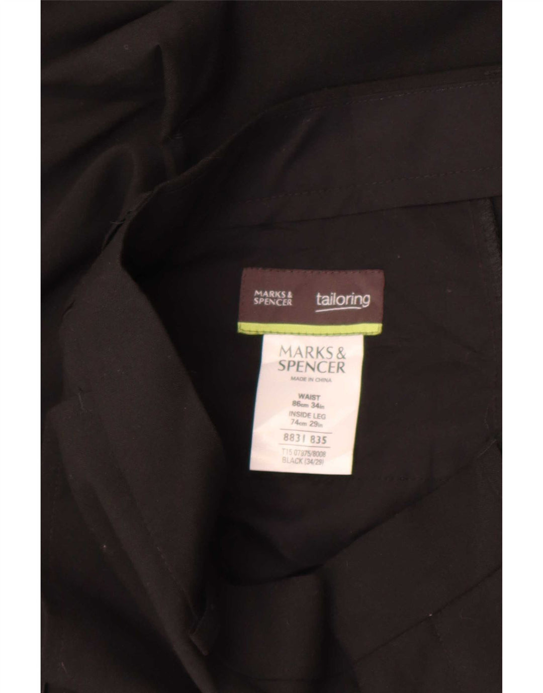 Męskie proste spodnie chino Marks & Spencer W34 L29 Czarny poliester