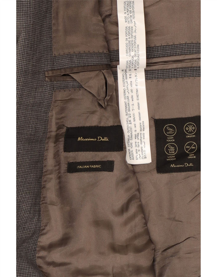 Męska marynarka zapinana na 2 guziki Massimo Dutti US 46 XL, szara wełniana kratka