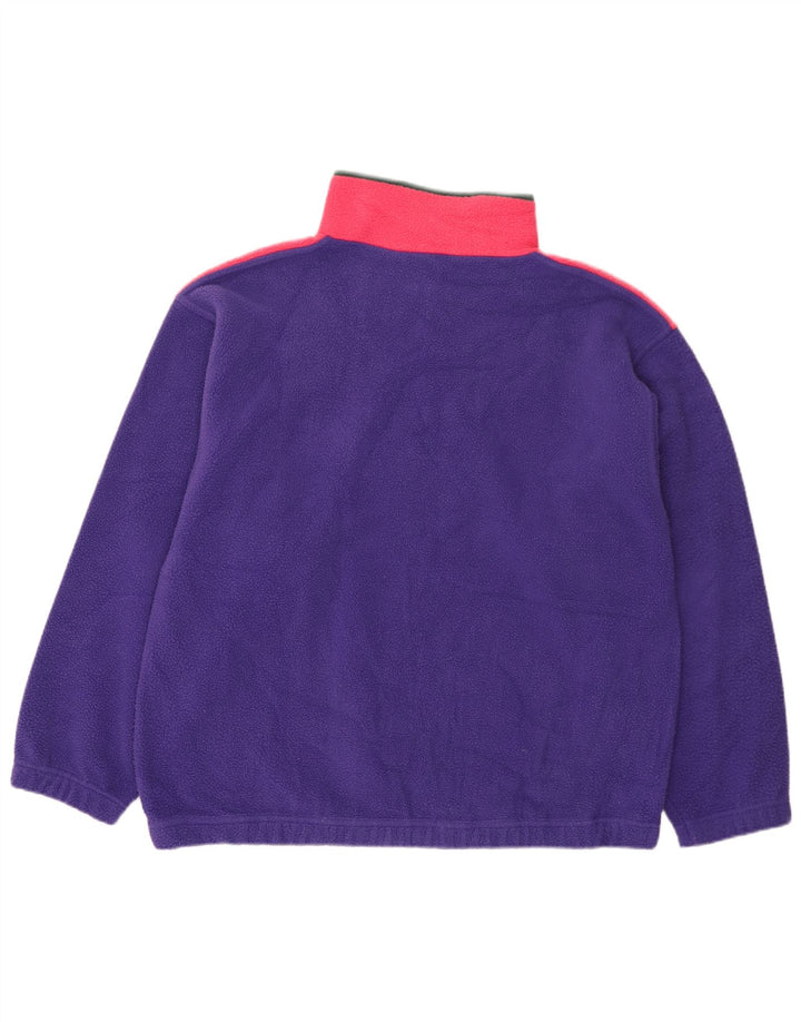Męski sweter polarowy w stylu vintage, XL, fioletowy, z blokami kolorów, poliester