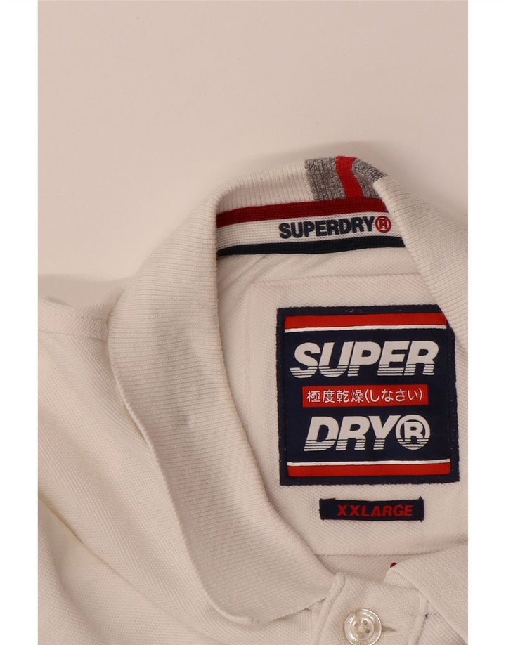 SUPERDRY Mens Graphic Polo Shirt 2XL White Colourblock