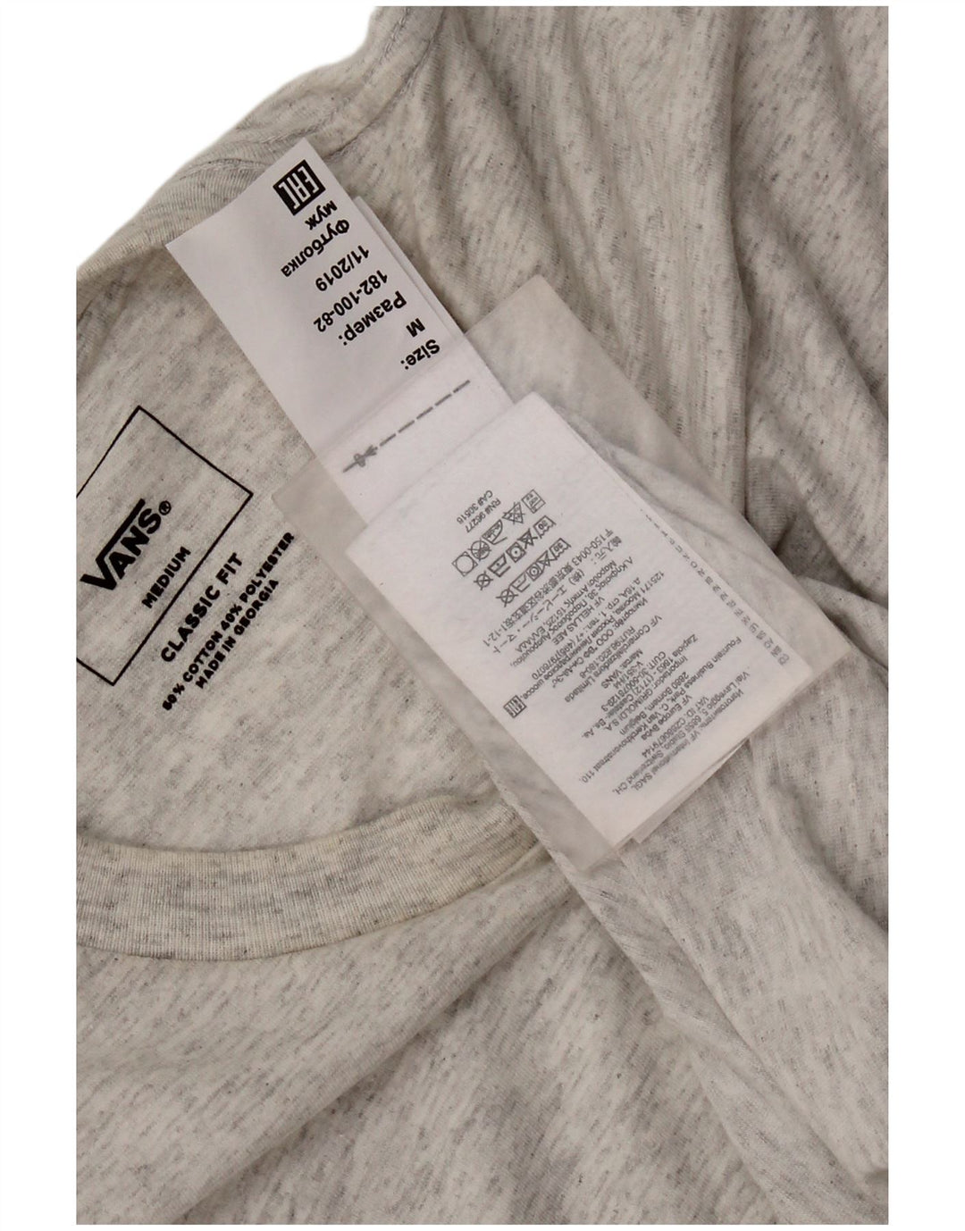 Męski T-shirt Vans o klasycznym kroju, średnioszary, bawełniany w cętki