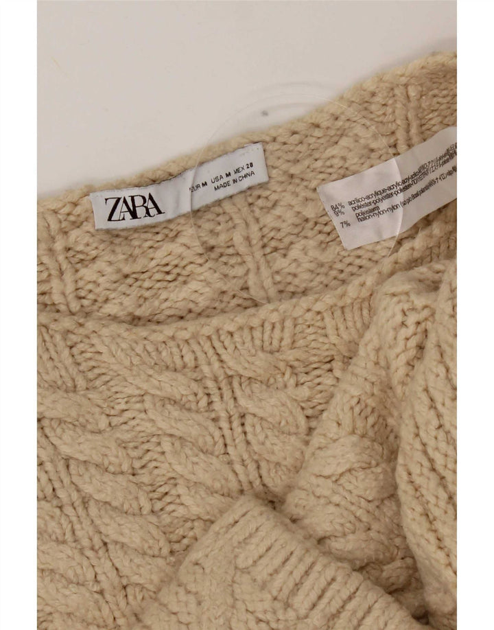 Damski sweter Zara Crop Oversize z okrągłym dekoltem UK 14 Średni Beż