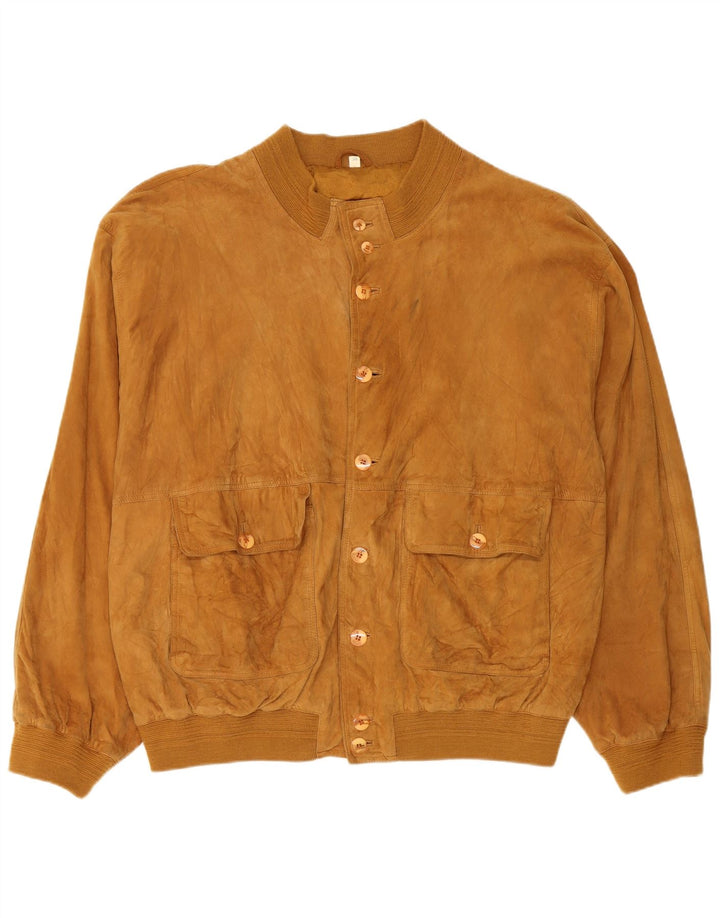 Vintage męska zamszowa kurtka bomber IT 58 4XL brązowa skóra