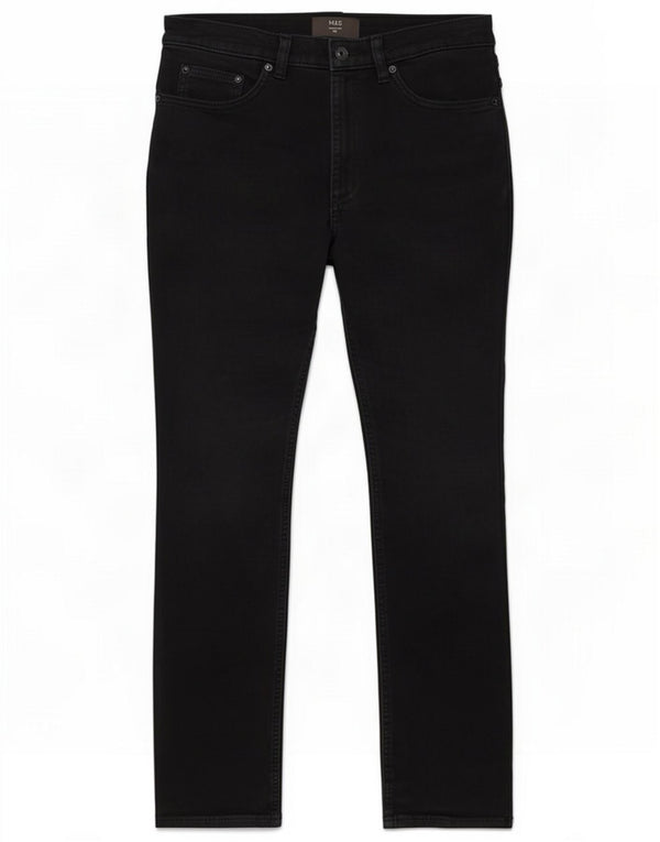 Marks & Spencer Damskie jeansy slim W32 L31 Czarne bawełniane