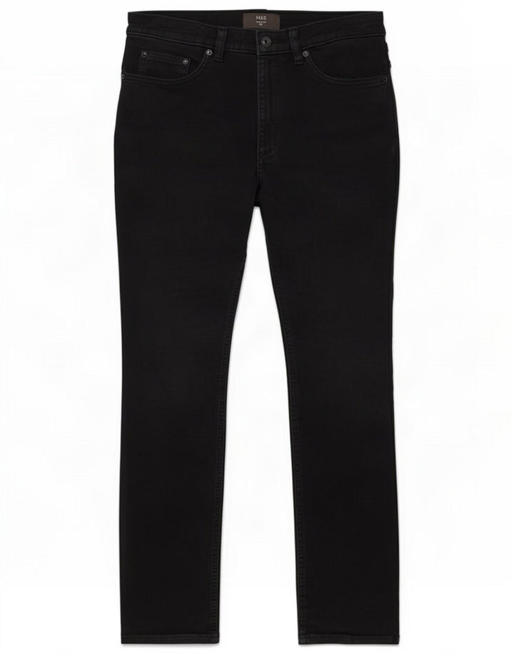 Marks & Spencer Damskie jeansy slim W32 L31 Czarne bawełniane