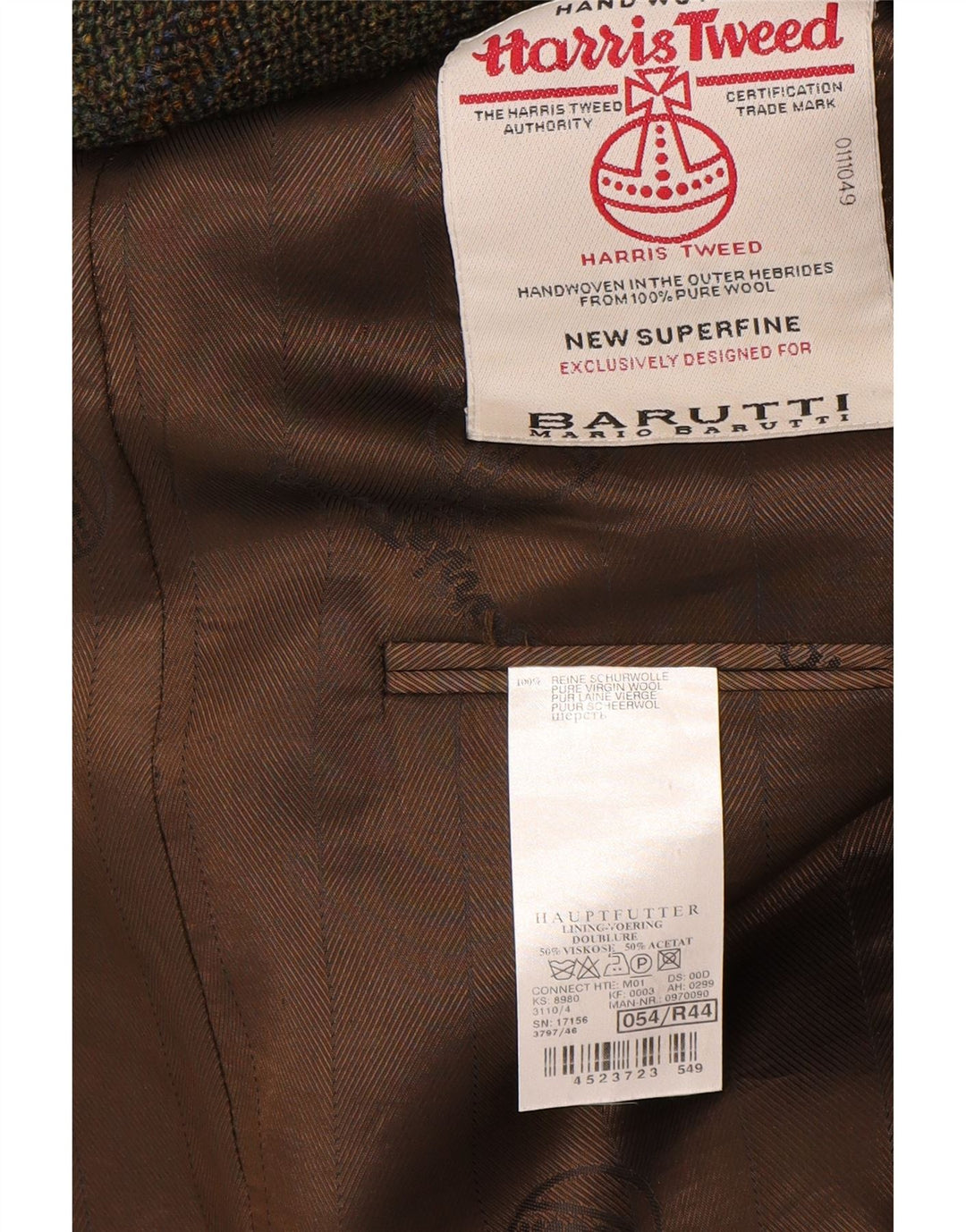 Mario Barutti Męska marynarka Harris Tweed IT 54 2XL Khaki w kratkę