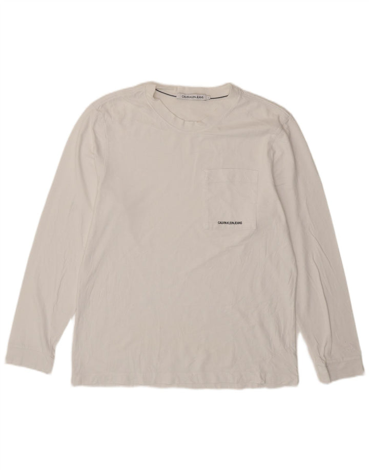 Męski top z długim rękawem Calvin Klein Jeans, duży, biały