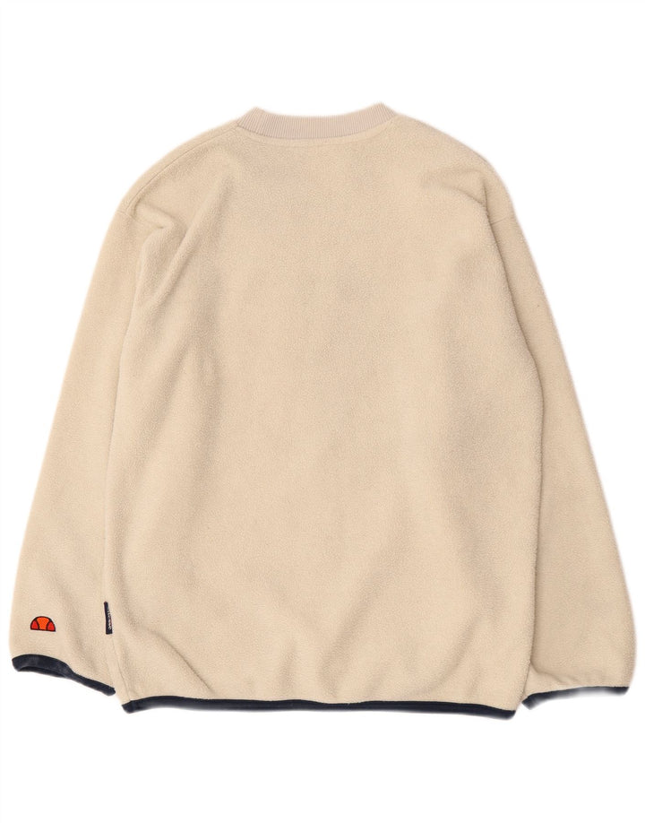 Męski sweter polarowy Ellesse z grafiką, mały, beżowy, poliester