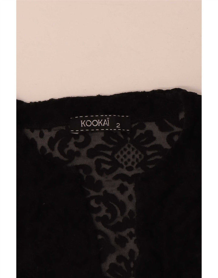 Damski top oversize Kookai, prześwitujący US 2 XS, czarny w kwiaty